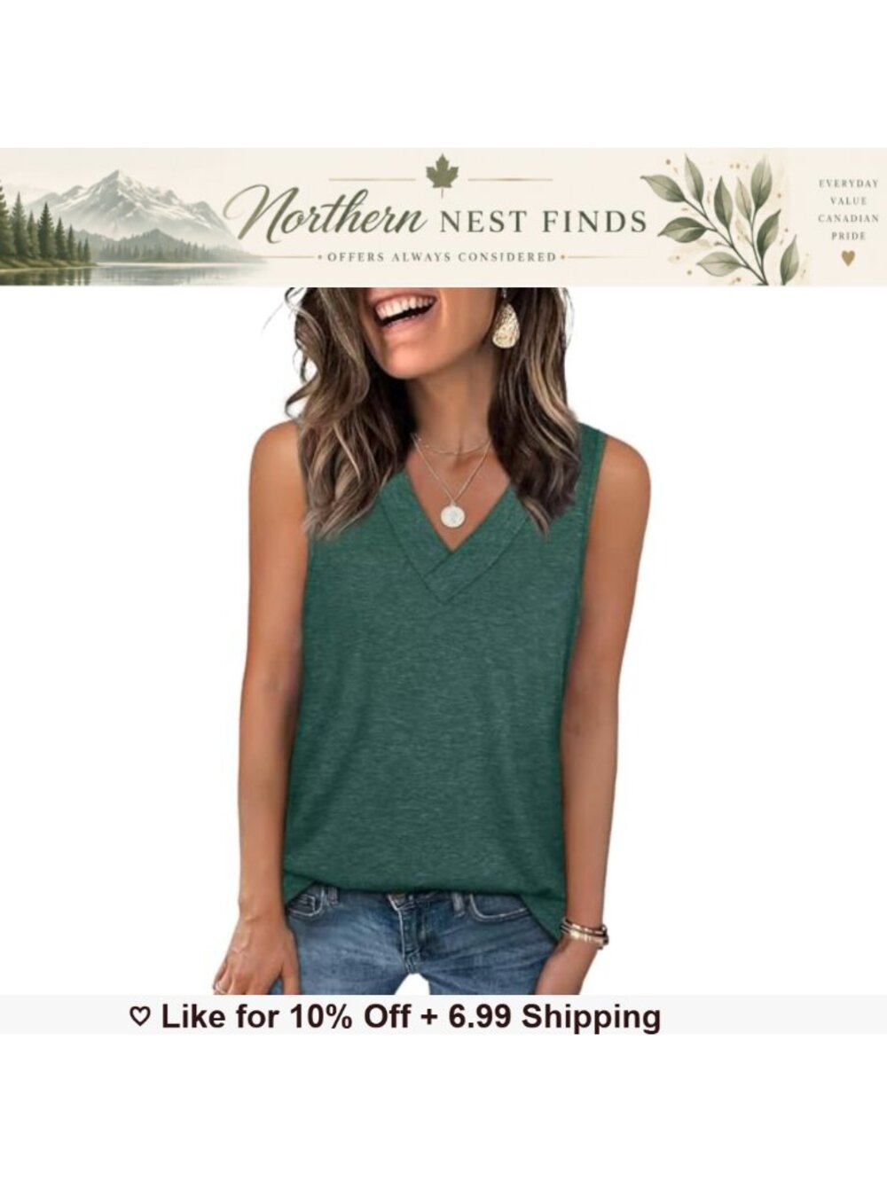 Women's V Neck Tank Top Sleeveless Loose Fit Summer Casual Tee